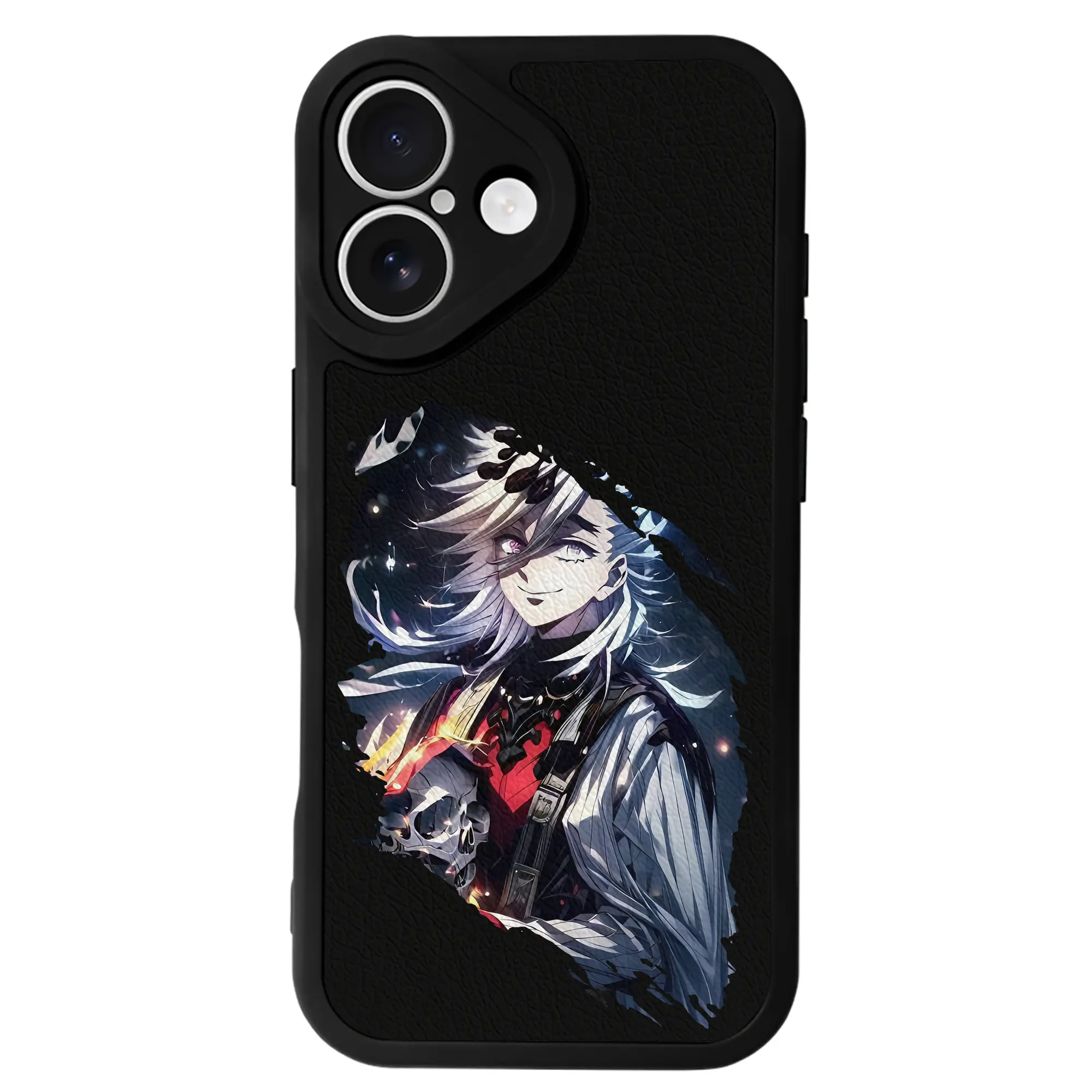 鬼滅の刃 グッズ,童磨 - IPhone 16シリーズ対応 ・ シリコンスマホケース ・ レザー調 ・ 高精度フィット ・ 耐衝撃 ・ ワイヤレス充電対応 ・ 精密カット